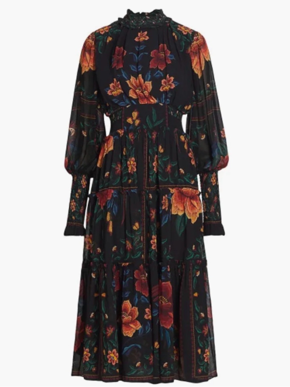 Farm Rio - Macaws Garden Floral Midi-Dress NWT